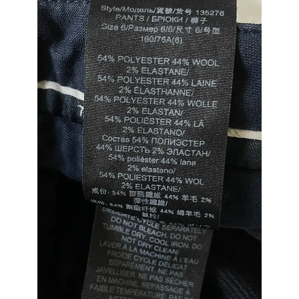 Tory Burch Navy Wool Blend Straight Leg Trousers Career Pants Size 6